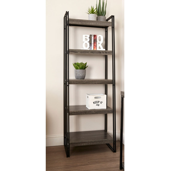 Midtan 5 Tier Wooden Shelving Unit In Grey Furniture in Fashion