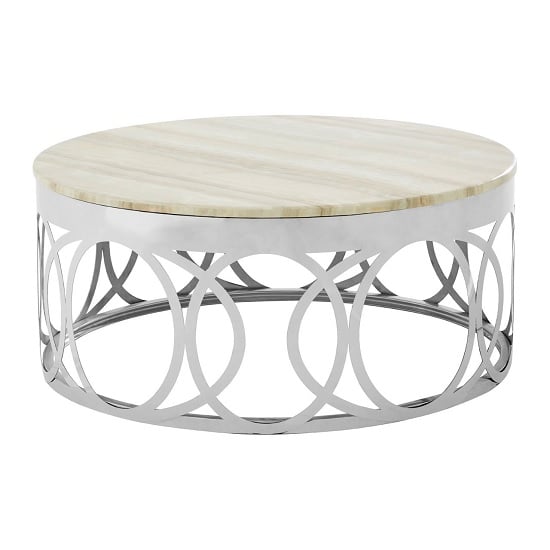 Product photograph of Midtown Round Marble Top Coffee Table With Steel Frame from Furniture in Fashion