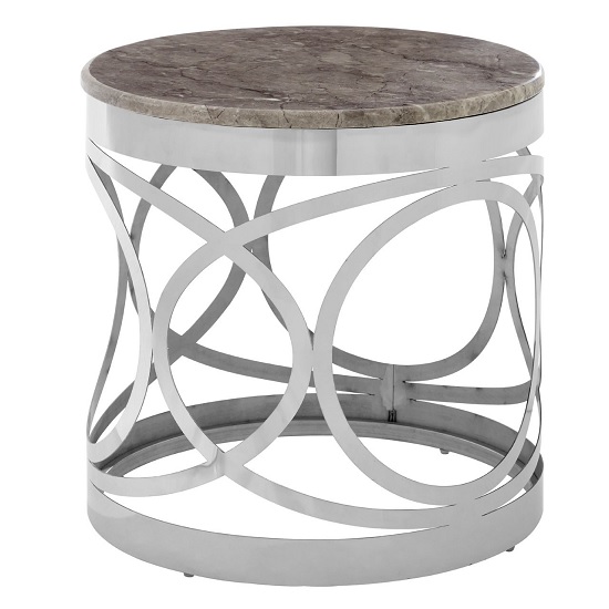 Photo of Midtown round marble top side table with steel frame