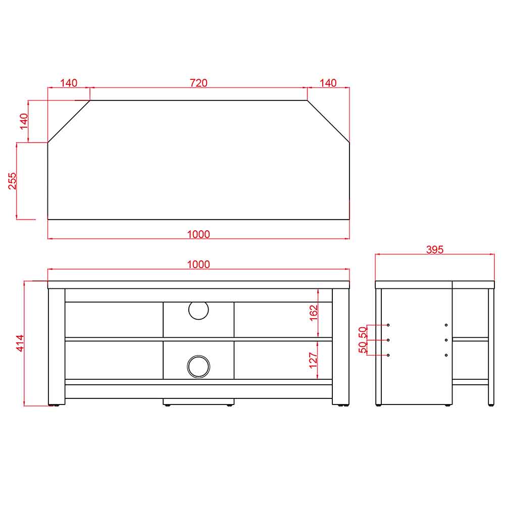 Midvale 1000mm Wooden TV Stand With 2 Shelves In Grey And Oak