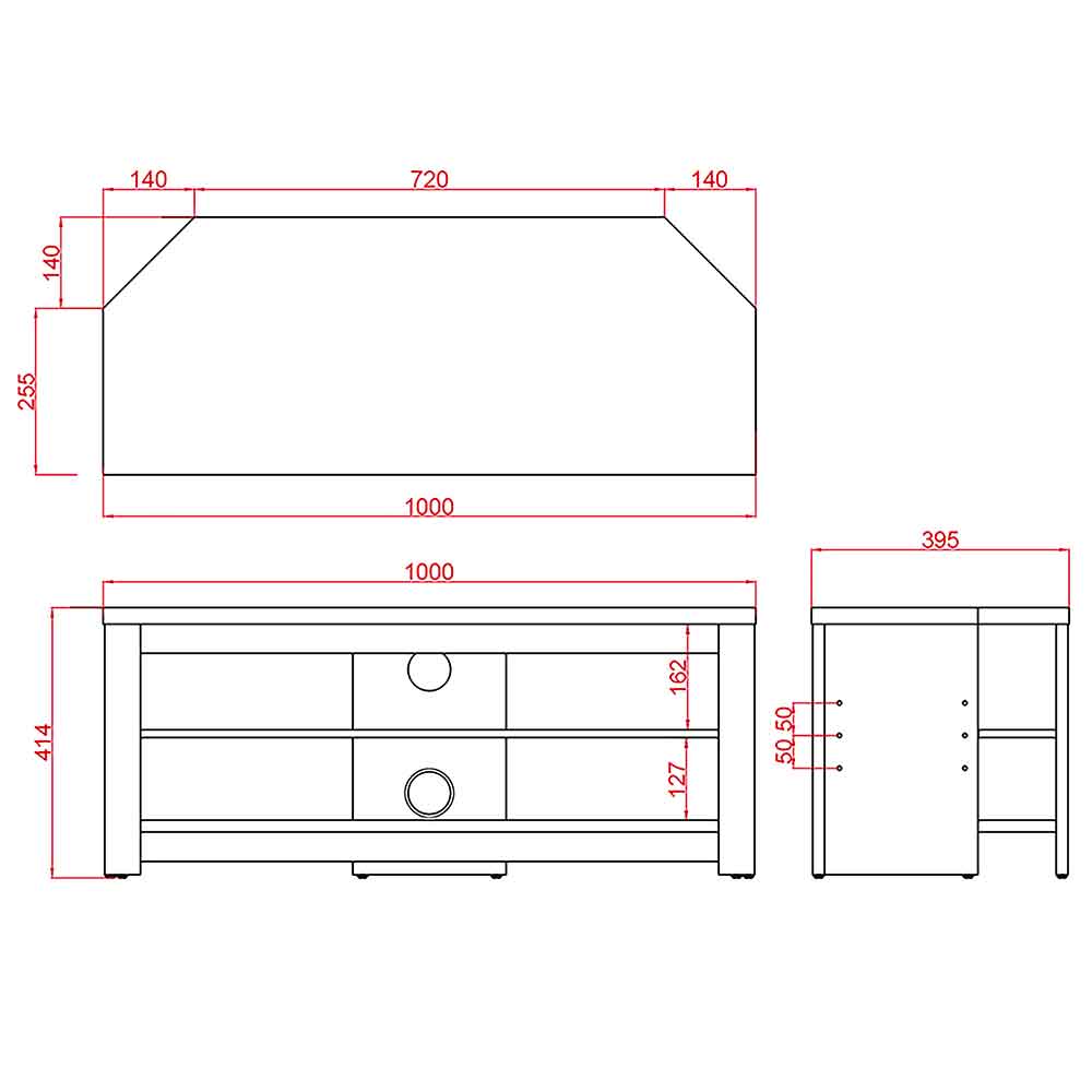 Midvale 1000mm Wooden TV Stand With 2 Shelves In Walnut