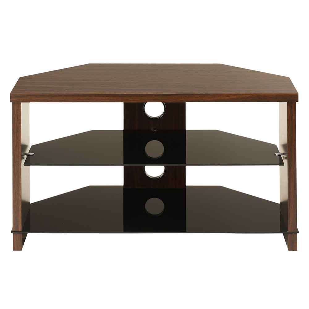 Midvale 1050mm Wooden Corner TV Stand With 2 Glass Shelves - Walnut