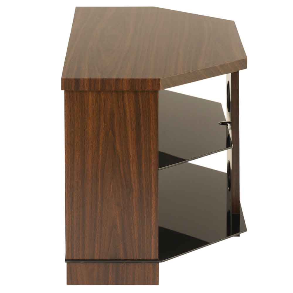 Midvale 1050mm Wooden Corner TV Stand With 2 Glass Shelves - Walnut
