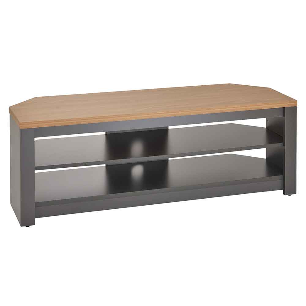 Midvale 1200mm Wooden TV Stand With 2 Shelves In Grey And Oak
