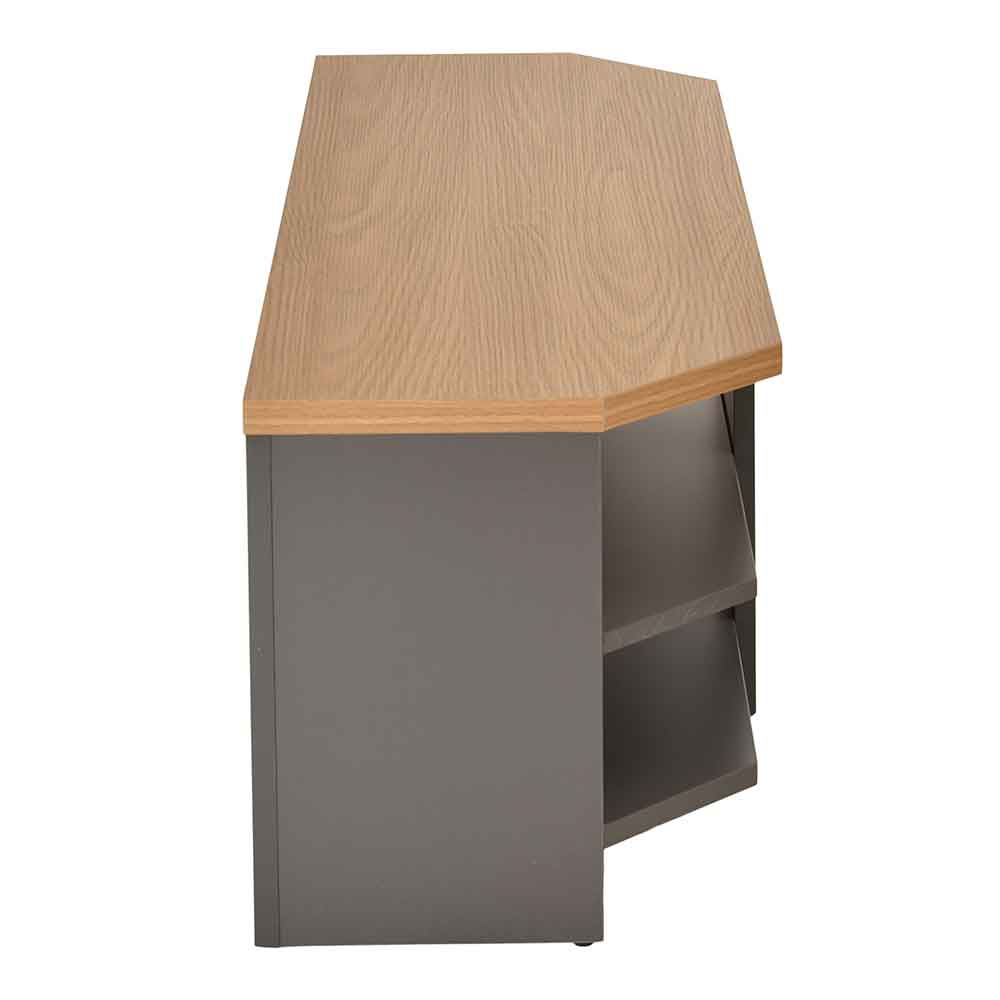 Midvale 1200mm Wooden TV Stand With 2 Shelves In Grey And Oak