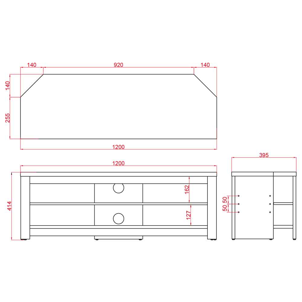 Midvale 1200mm Wooden TV Stand With 2 Shelves In Grey And Oak