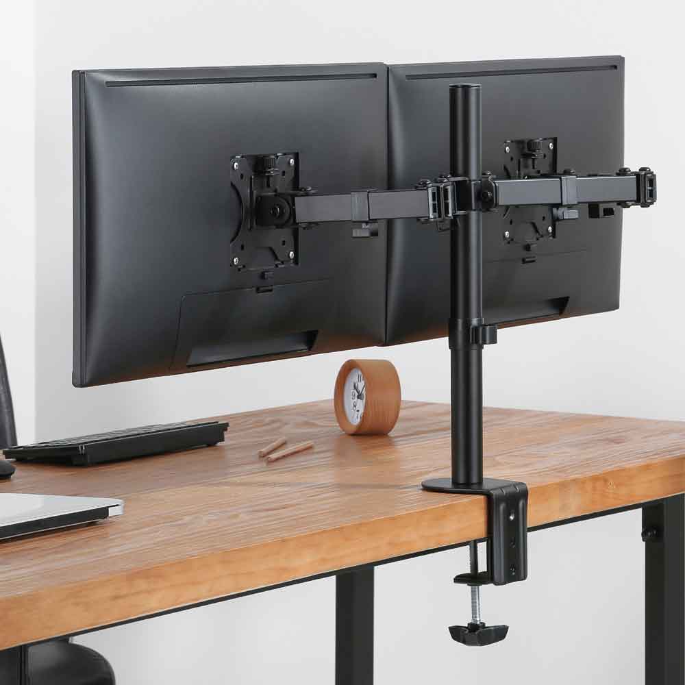 Midvale 32'' Double Arm Swivel Metal Desk Mount Monitor Stand - Black