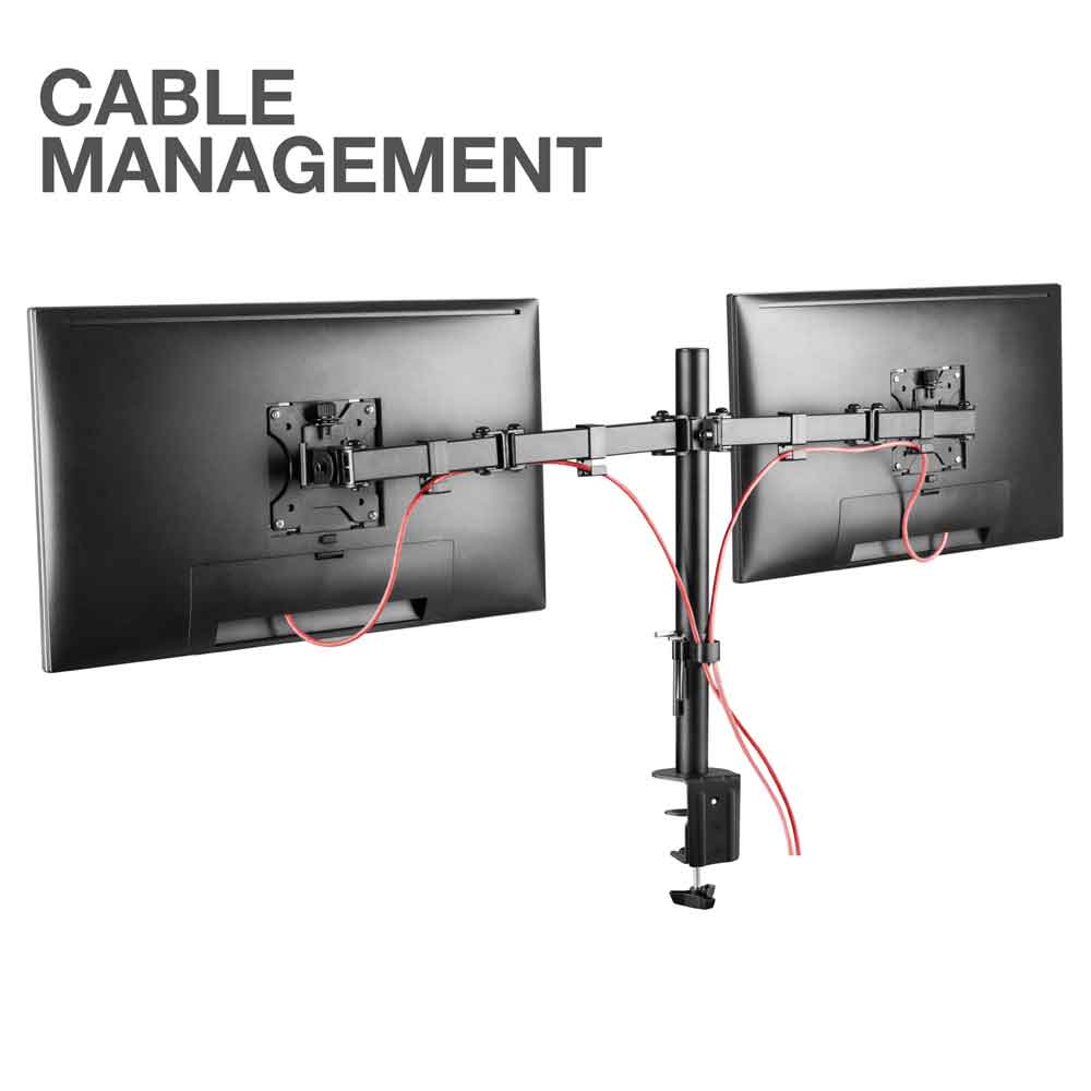 Midvale 32'' Double Arm Swivel Metal Desk Mount Monitor Stand - Black