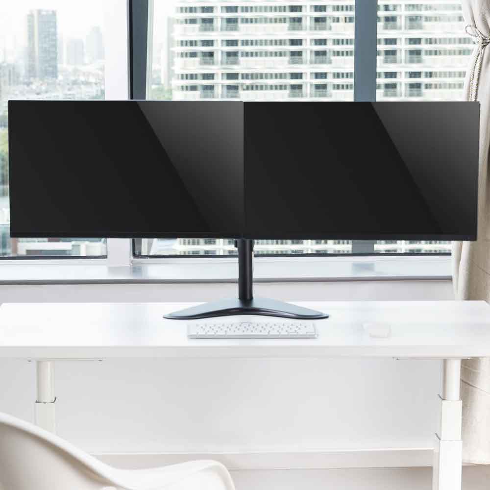 Midvale 32'' Double Arm Steel Desk Mount Monitor Stand - Black