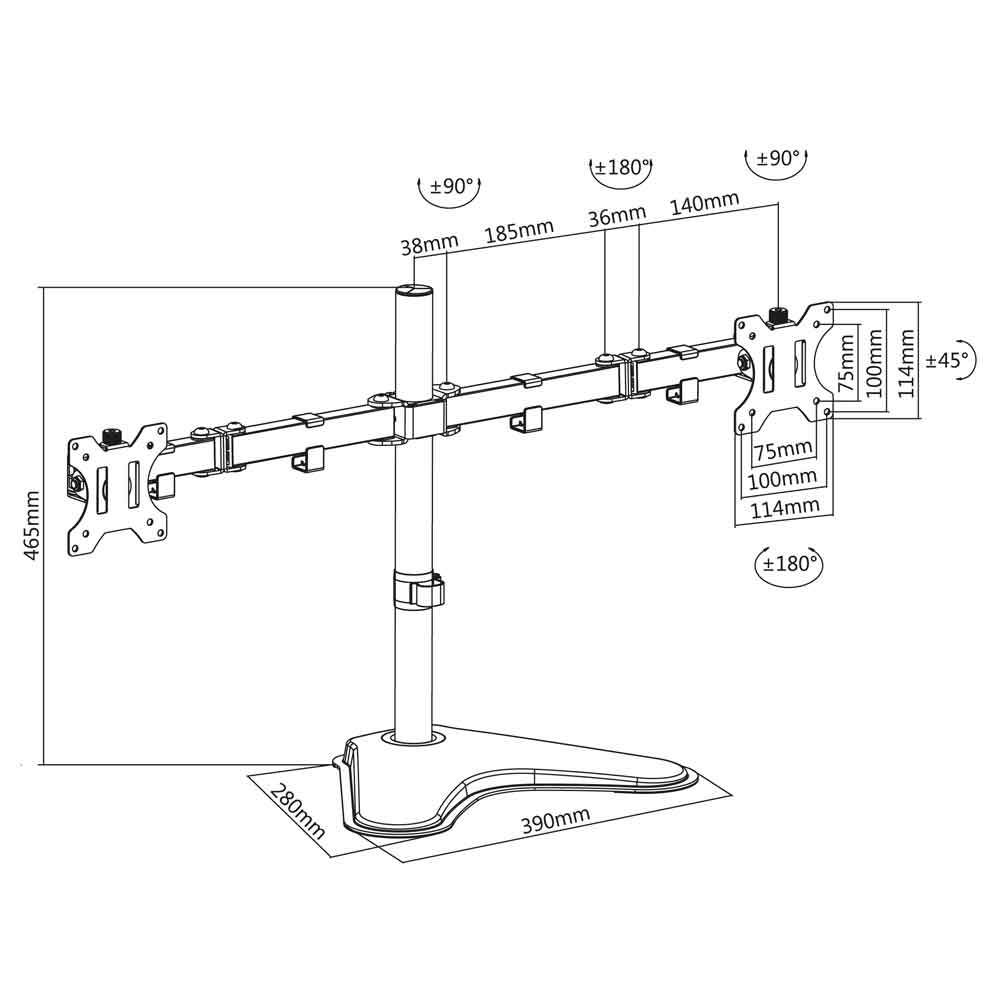 Midvale 32'' Double Arm Steel Desk Mount Monitor Stand - Black