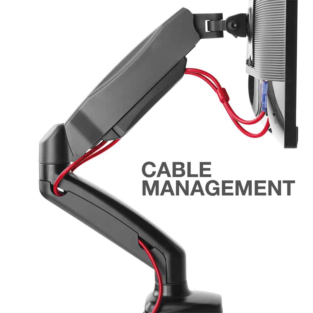 Midvale Double Arm Swivel Gas Spring Desk Mount Monitor Stand - Black