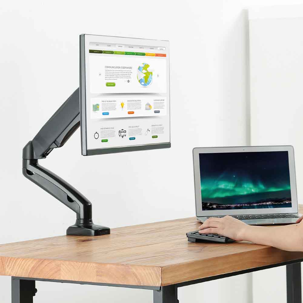 Midvale Single Arm Swivel Gas Spring Desk Mount Monitor Stand - Black
