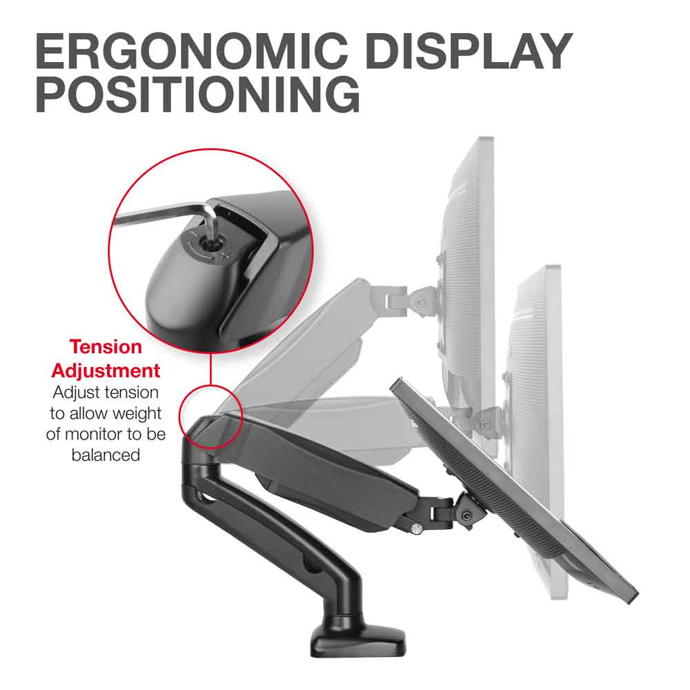 Midvale Single Arm Swivel Gas Spring Desk Mount Monitor Stand - Black
