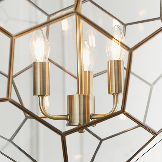Miele 3 Lights Clear Glass Pendant Light In Antique Brass