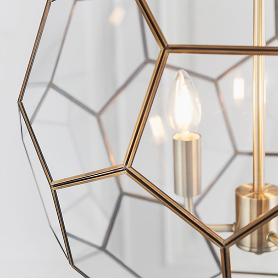 Miele 3 Lights Clear Glass Pendant Light In Antique Brass