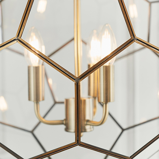 Miele 3 Lights Clear Glass Pendant Light In Antique Brass