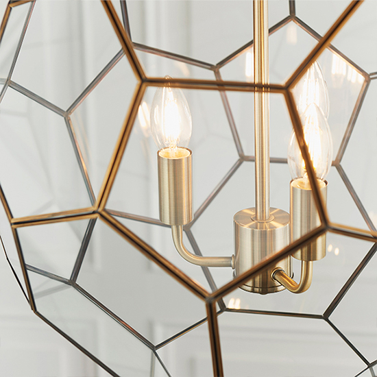 Miele 3 Lights Clear Glass Pendant Light In Antique Brass
