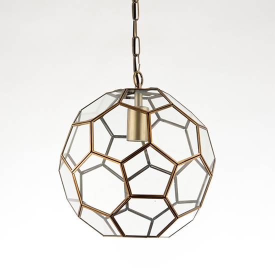 Miele Clear Glass Pendant Light In Antique Brass