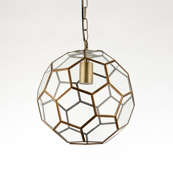 Miele Clear Glass Pendant Light In Antique Brass