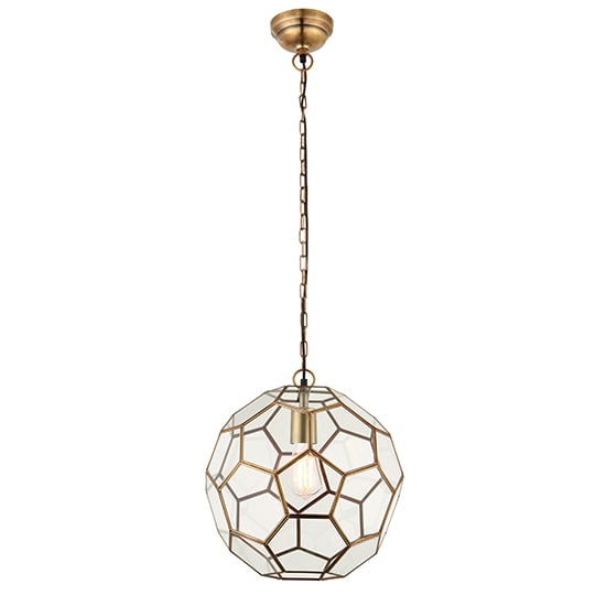 Miele Clear Glass Pendant Light In Antique Brass