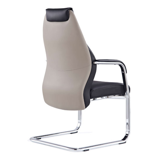 Mien Leather Cantilever Office Visitor Chair In Black And Mink
