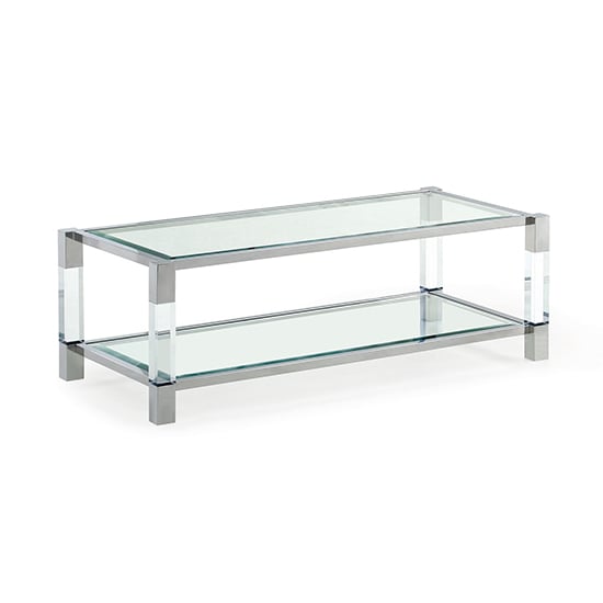 Read more about Mila clear glass top coffee table with polished frame