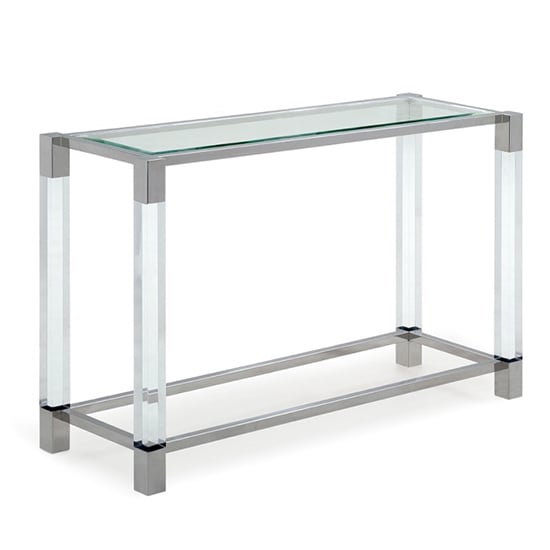 Read more about Mila clear glass top console table with polished frame