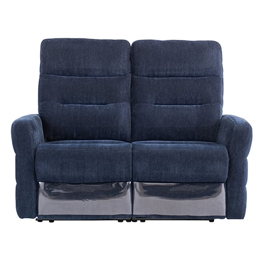 Mila Fabric Electric Recliner 2 Seater Sofa In Navy Blue