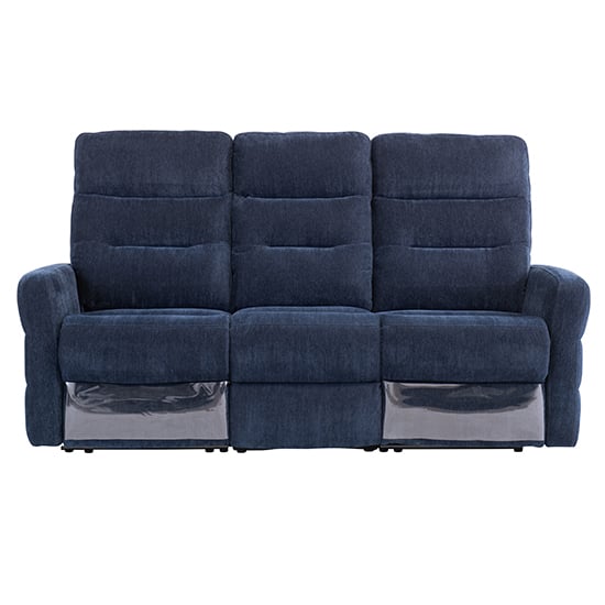 Mila Fabric Electric Recliner 3 Seater Sofa In Navy Blue