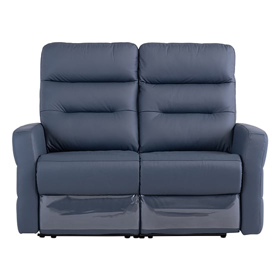 Read more about Mila leather electric recliner 2 seater sofa in blue