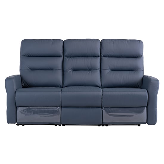 Mila Leather Electric Recliner 3 Seater Sofa In Blue