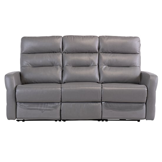 Mila Leather Electric Recliner 3 Seater Sofa In Grey