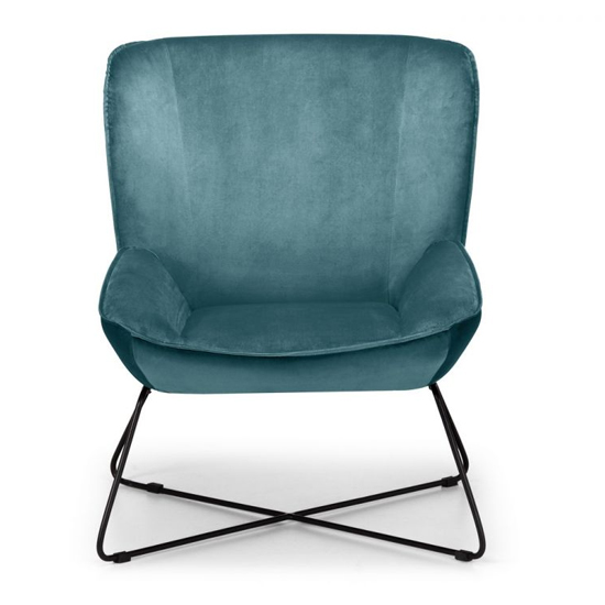 Magali Velvet Bedroom Chair With Stool In Teal_5