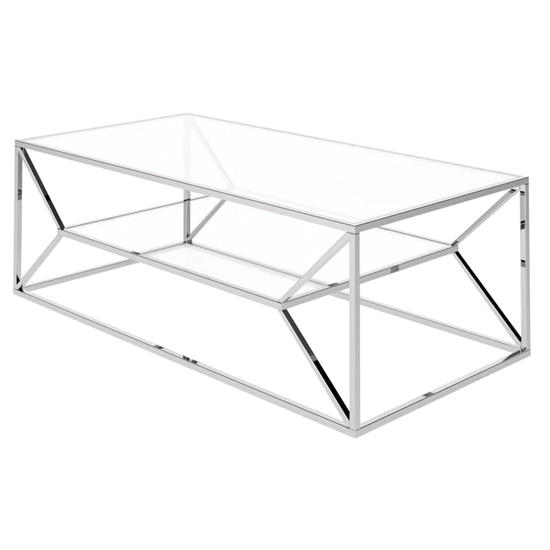 Milagro Glass Coffee Table With Polished Stainless Steel Frame thumbnail