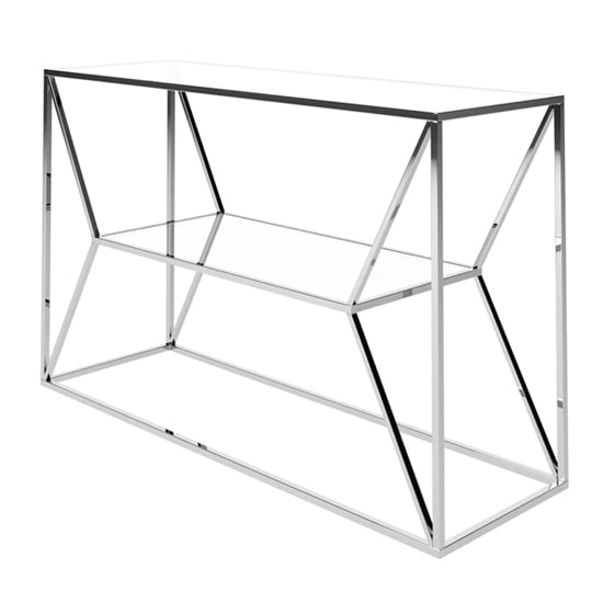 Read more about Milagro glass console table with polished stainless steel frame