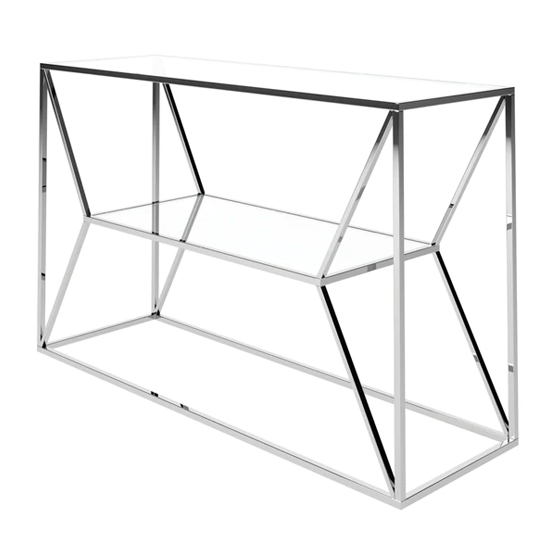 Photo of Milagro glass console table with polished stainless steel frame