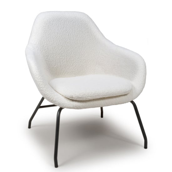 Product photograph of Milan Boucle Fabric Lounge Chair In Ivory With Black Metal Legs from Furniture in Fashion