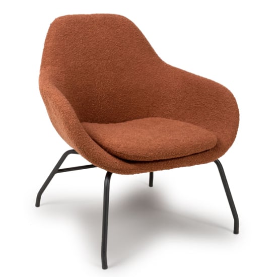 Product photograph of Milan Boucle Fabric Lounge Chair In Rust With Black Metal Legs from Furniture in Fashion