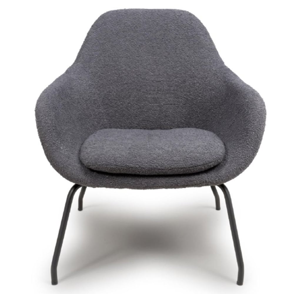 Milan Fabric Accent Chair With Black Metal Legs In Grey