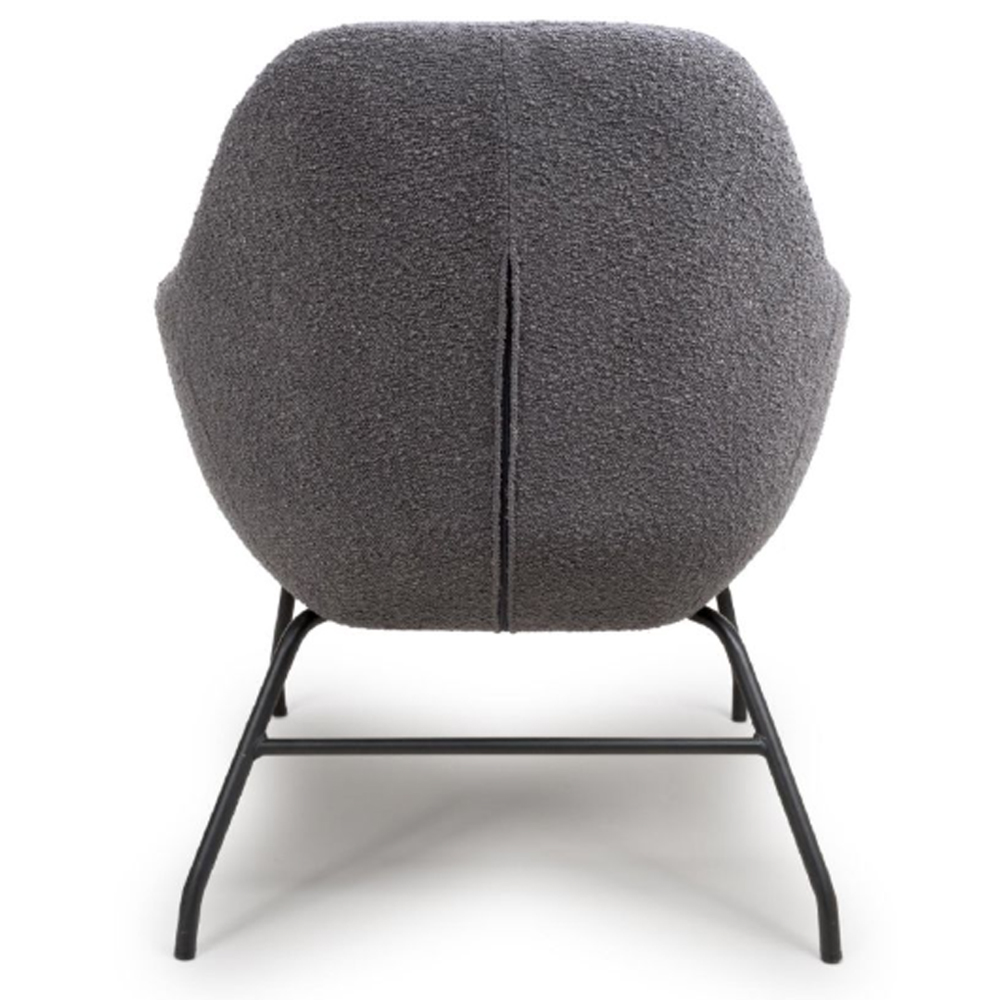 Milan Fabric Accent Chair With Black Metal Legs In Grey