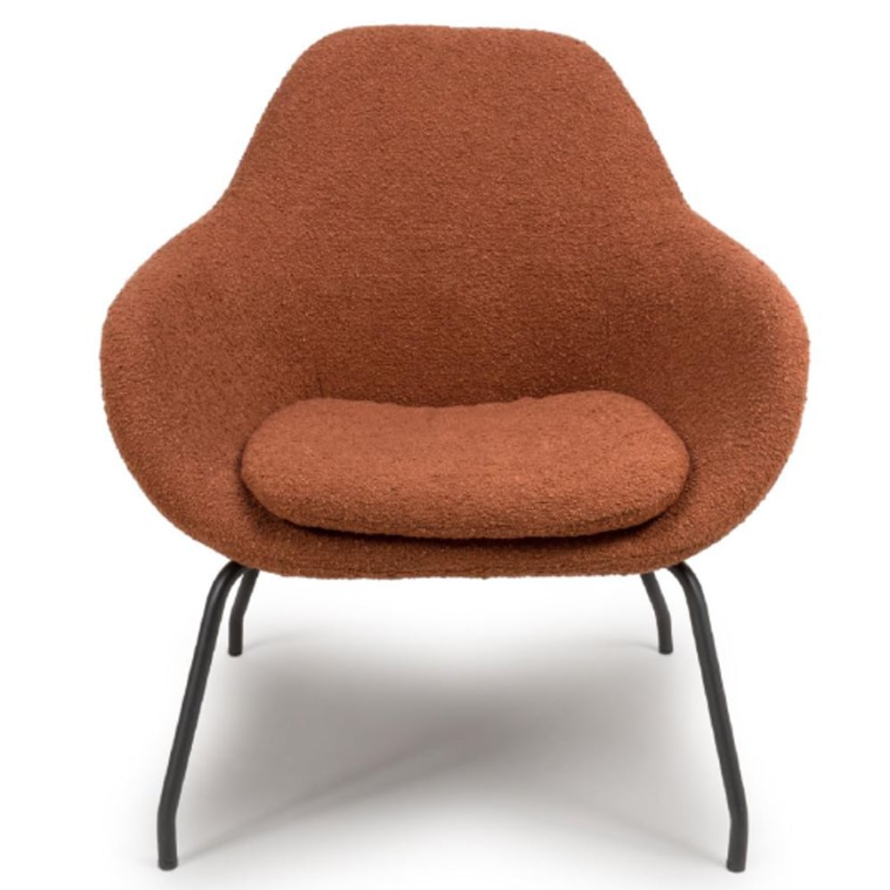 Milan Fabric Accent Chair With Black Metal Legs In Rust