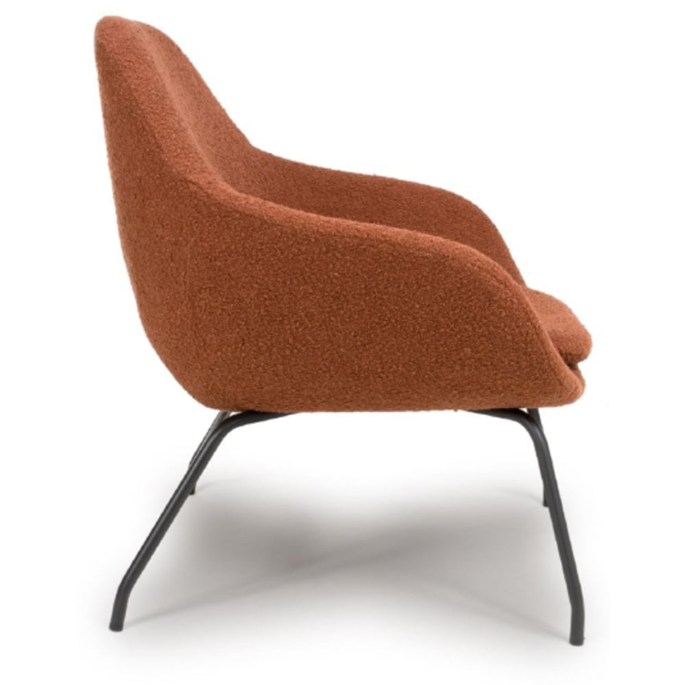 Milan Fabric Accent Chair With Black Metal Legs In Rust