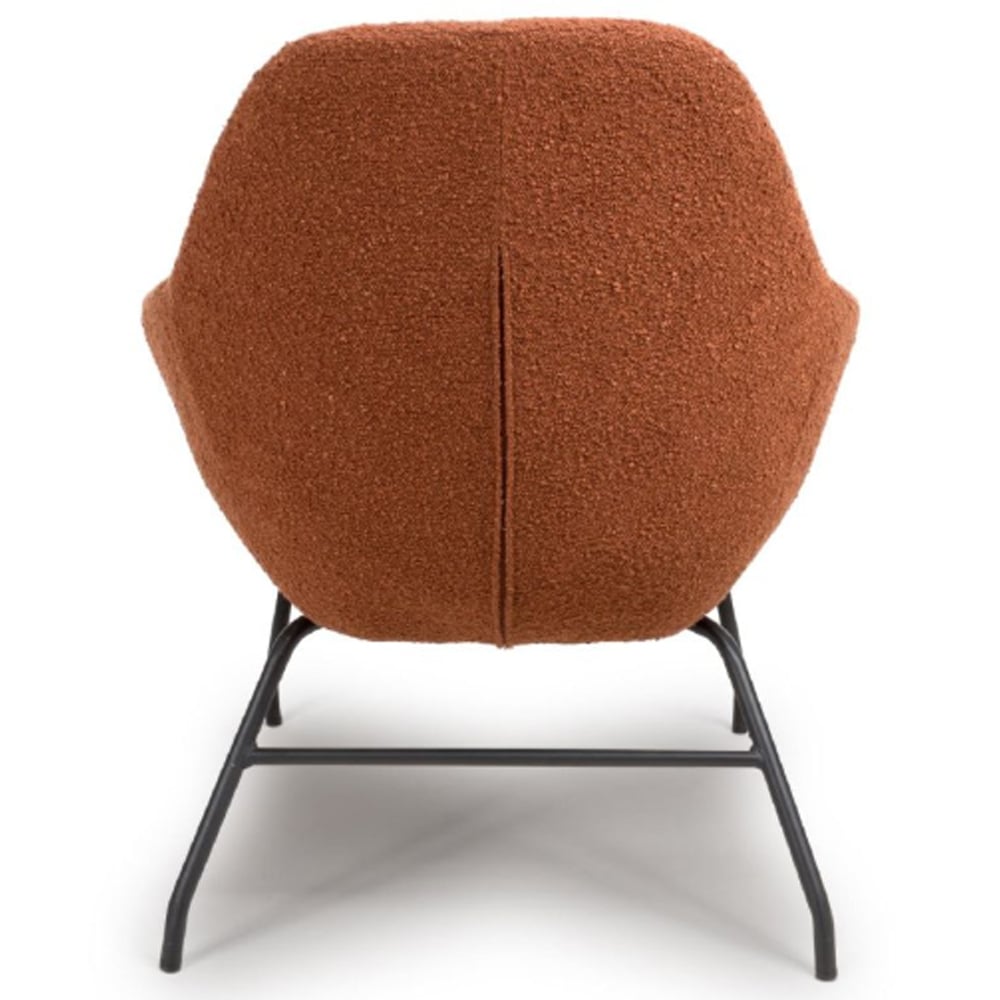 Milan Fabric Accent Chair With Black Metal Legs In Rust