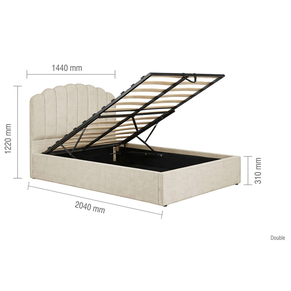 Milan Fabric Ottoman Storage Double Bed in Beige
