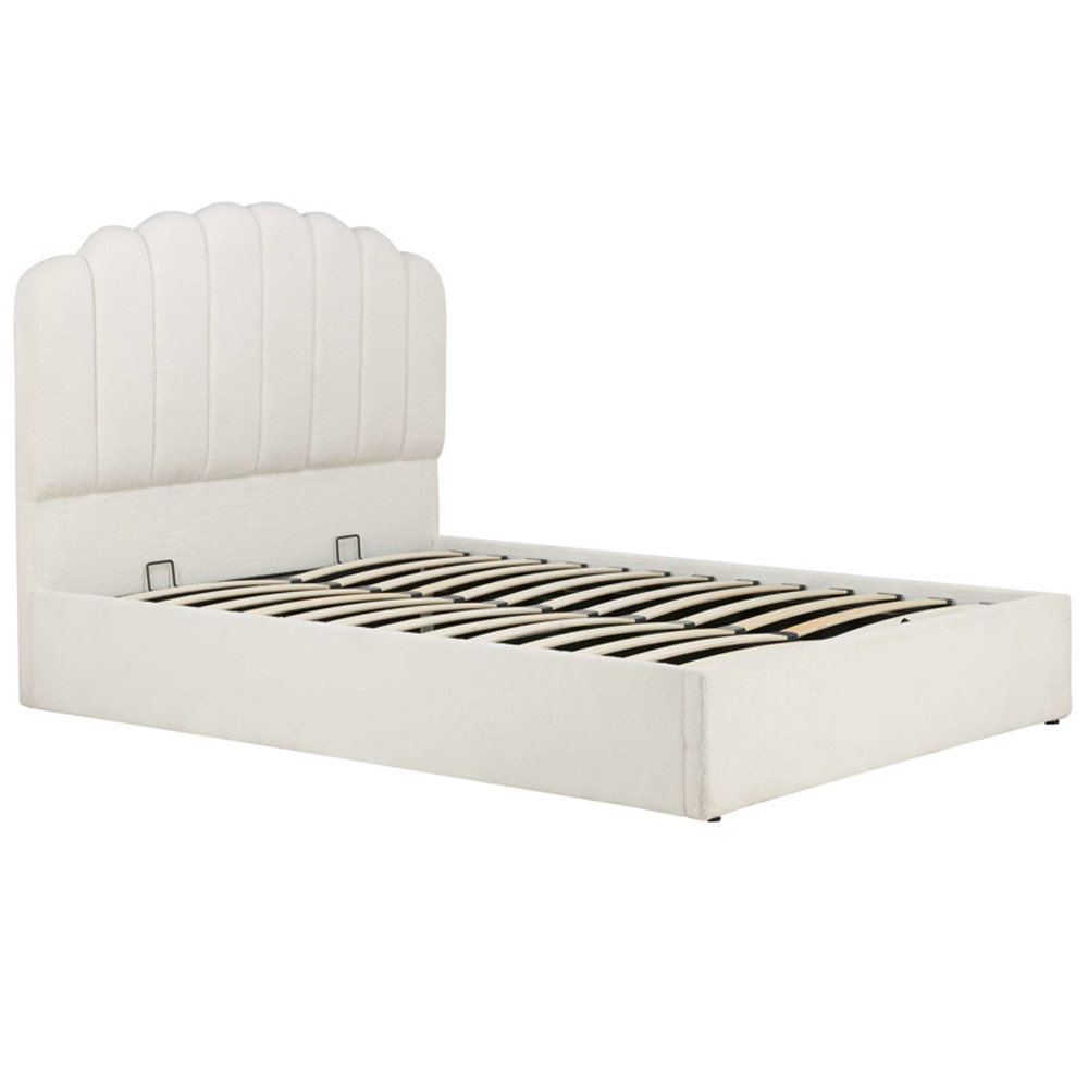 Milan Fabric Ottoman Storage Double Bed In White