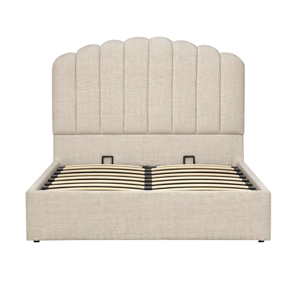 Milan Fabric Ottoman Storage King Size Bed in Beige