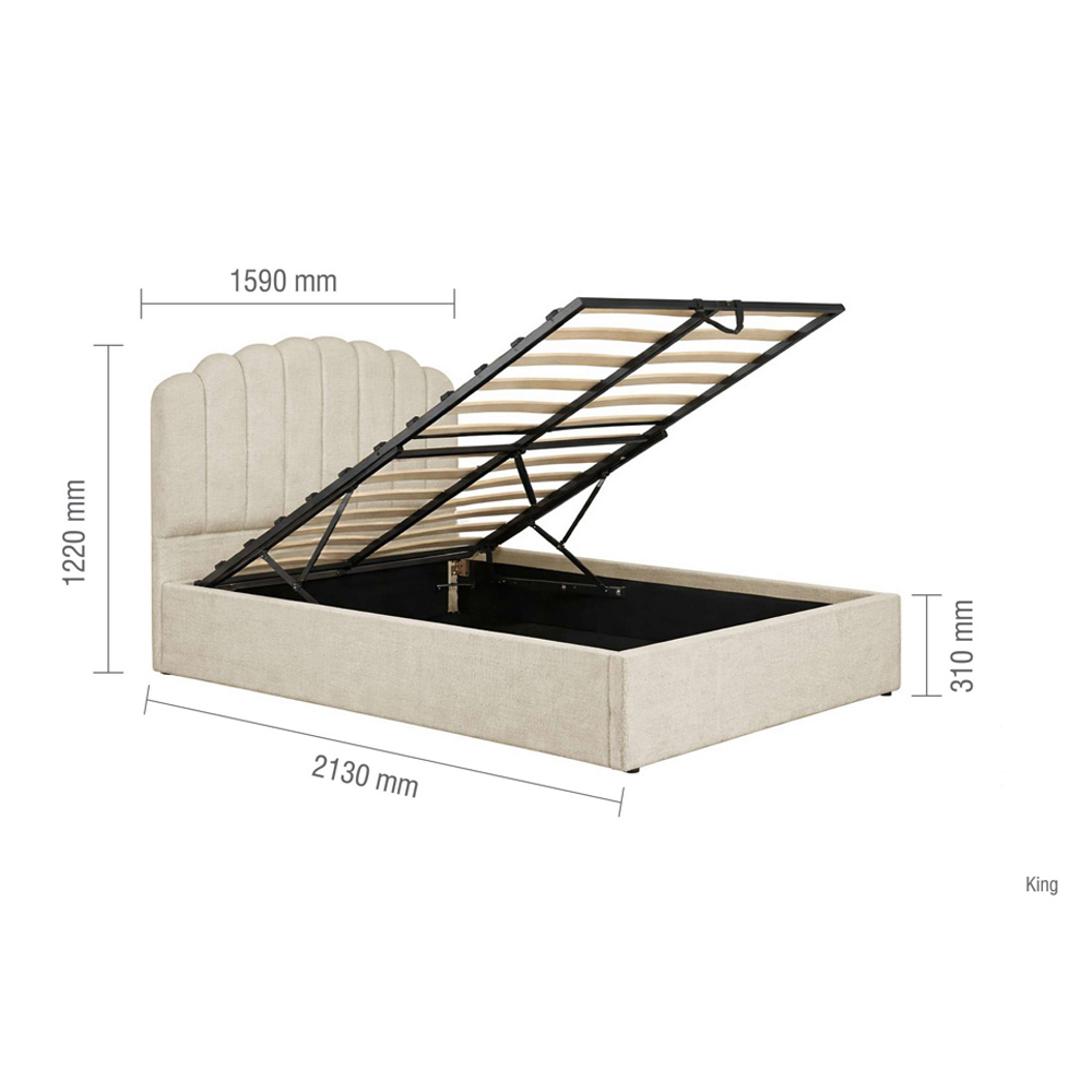 Milan Fabric Ottoman Storage King Size Bed in Beige