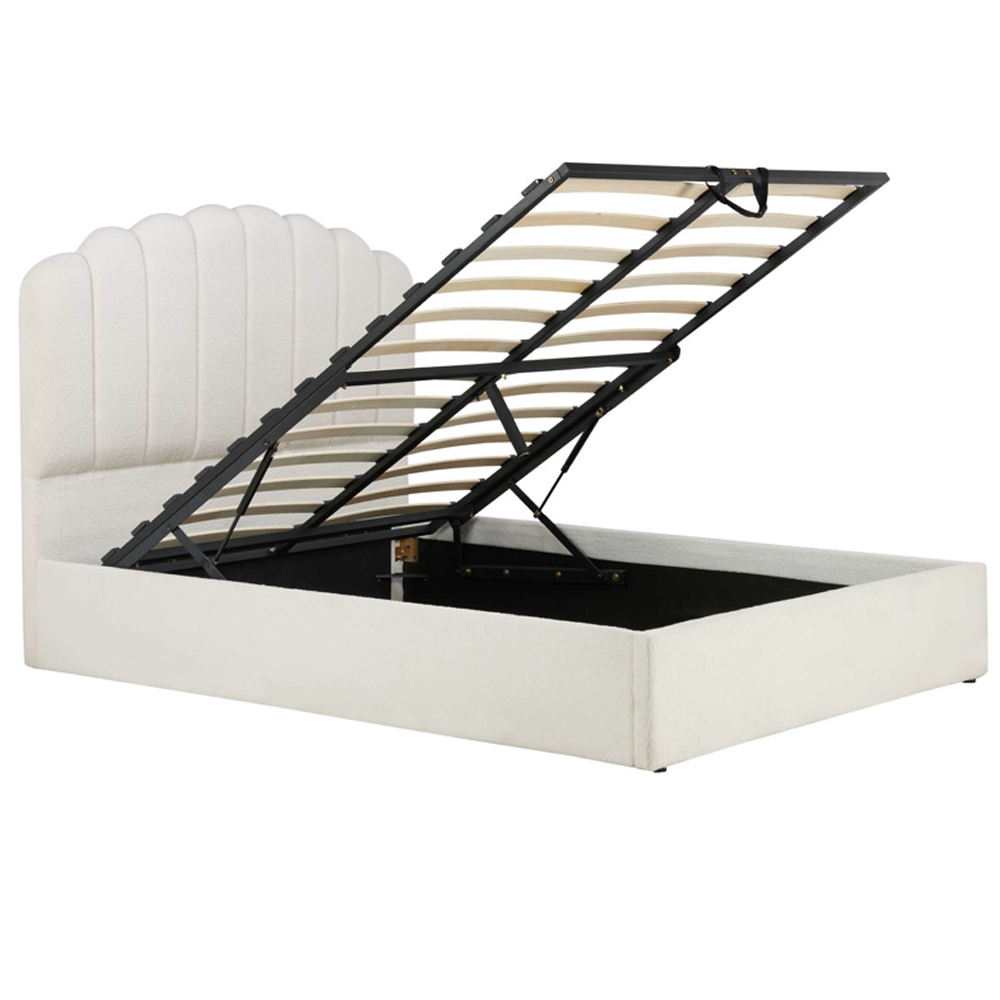 Milan Fabric Ottoman Storage King Size Bed In White