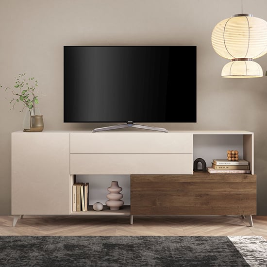 Product photograph of Milan Wooden Tv Sideboard 2 Doors 2 Drawers In Cashmere Walnut from Furniture in Fashion
