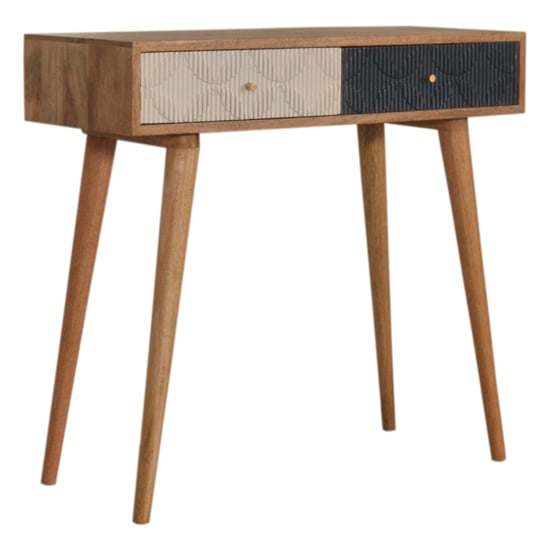 Milan Wooden Console Table In Navy And White With 2 Drawers
